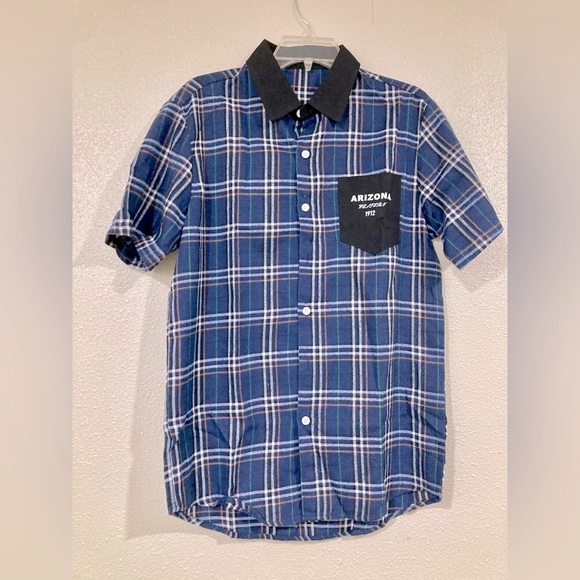 SHEIN Other - NWOT Shein short sleeve blue plaid polo